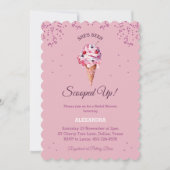 ピンクスクープしたグリッターアイスクリームブライダルシャワー 招待状 (正面)