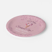ピンクスクープグリッターアイスクリームブライダルシャワー ペーパープレート (アングル)