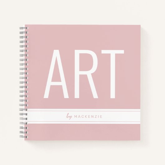 ピンクスケッチアートスケッチブック(名前あり) ノートブック (正面)