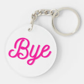 ピンクスケートボードおもしろいキャット&バイ文字 キーホルダー (裏面)