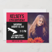 ピンクスケートボード誕生日、スケートボード、ガール 招待状 (正面)