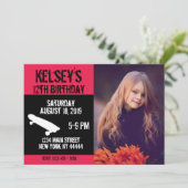 ピンクスケートボード誕生日、スケートボード、ガール 招待状 (スタンド正面)