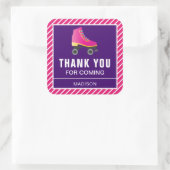 ピンクスケートローラースケートで滑る誕生日パーティーのお気に入り スクエアシール (バッグ)