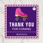 ピンクスケートローラースケートで滑る誕生日パーティー フェイバータグ (裏面)