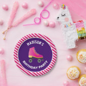 ピンクスケート ローラー スケート 誕生日パーティー ペーパープレート (パーティー)