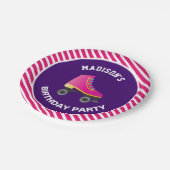 ピンクスケート ローラー スケート 誕生日パーティー ペーパープレート (アングル)