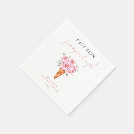 ピンクスコップアップウォーターカラーアイスクリームブライダルシャワー スタンダードカクテルナプキン (角)