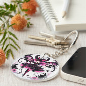 ピンクスコーピオンアストロロジー〔占星術の〕十二宮図サイン蠍座 キーホルダー (正面右)