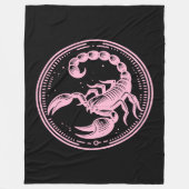 ピンクスコーピオンアストロロジー〔占星術の〕十二宮図サイン蠍座 フリースブランケット (正面)