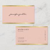 ピンクスタイリッシュおよび金ゴールドプロフェッショナルトレンディーモダン 名刺 (正面/裏面)