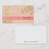 ピンクスタイリッシュかわいらしと金ゴールドの名刺テンプレート 名刺 (正面/裏面)