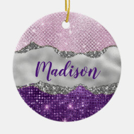 ピンクスタイリッシュがかった紫色の銀色モノグラガーリーム セラミックオーナメント