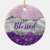 ピンクスタイリッシュがかった紫色の銀色モノグラガーリーム セラミックオーナメント (裏面)