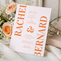 ピンクスタイリッシュとオレンジのタイポグラフィQRコー結婚ド