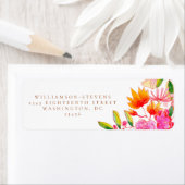 ピンクスタイリッシュとオレンジの水色のフローラ結婚の ラベル (インサイチュ)