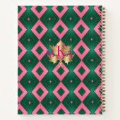 ピンクスタイリッシュとグリーンのノートブモノグラムのック ノートブック (裏面)