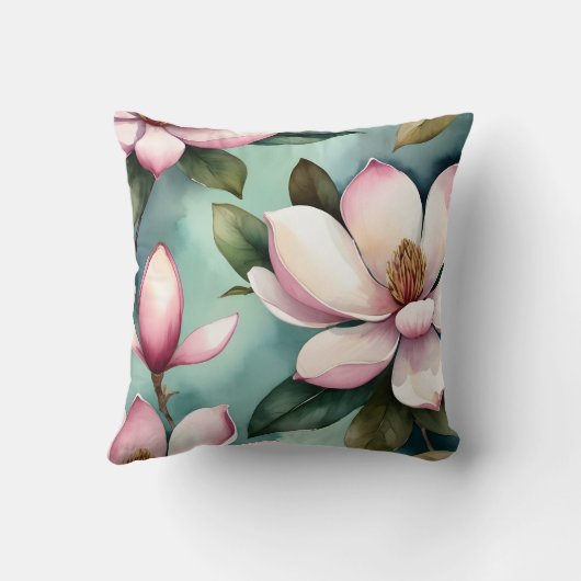 ピンクスタイリッシュとグリーンのフローラ装飾用クッション クッション (裏面)