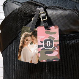 ピンクスタイリッシュとグリーンの迷彩 ラゲッジタグ