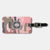 ピンクスタイリッシュとグリーンの迷彩 ラゲッジタグ (正面横)