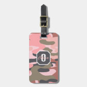 ピンクスタイリッシュとグリーンの迷彩 ラゲッジタグ (正面縦)