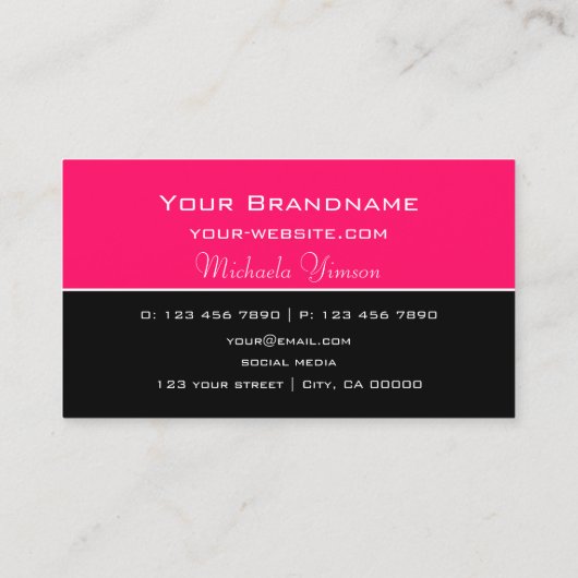 ピンクスタイリッシュとブラックとモノグラムプロフェッショナル 名刺 (裏面)