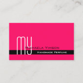 ピンクスタイリッシュとブラックとモノグラムプロフェッショナル 名刺 (正面)