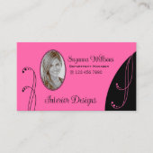 ピンクスタイリッシュとブラックと華美ポートレート写真 名刺 (正面)