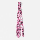 ピンクスタイリッシュとブラックのレトロオーナメントクリスマス ネクタイ (正面)