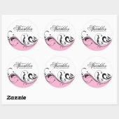 ピンクスタイリッシュとブラックの包装シール ラウンドシール (シート)