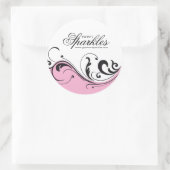 ピンクスタイリッシュとブラックの包装シール ラウンドシール (バッグ)