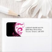 ピンクスタイリッシュとブラックの差出人住所ラベル ラベル (インサイチュ)