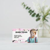 ピンクスタイリッシュとブラックの絵を描顔絵を描s 名刺 (スタンド正面)