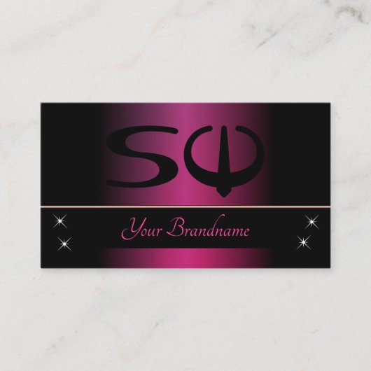ピンクスタイリッシュとブラック、イニシャルプロフェッショナル 名刺 (正面)