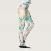 ピンクスタイリッシュとブルーの大理石デザインレギンス レギンス (右)