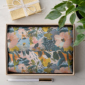 ピンクスタイリッシュとブルーの抽象芸術花柄 薄葉紙 (ギフト)