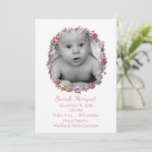 ピンクスタイリッシュと白のベビーガール発表 案内状 (スタンド正面)