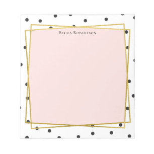 ピンクスタイリッシュと紙吹雪ドットと名前 ノートパッド