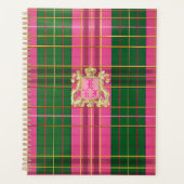 ピンクスタイリッシュと緑のプライドモノグラムの プランナー手帳 (正面)