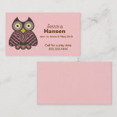 ピンクスタイリッシュと茶色のフクロウのモーミカード コーリングカード (正面/裏面)