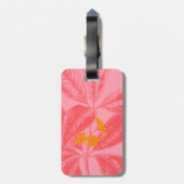 ピンクスタイリッシュと赤の植物性の葉自然アート ラゲッジタグ (裏面縦)