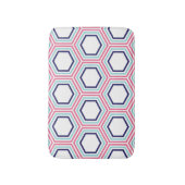 ピンクスタイリッシュと青の幾何学的パターン バスマット (正面縦)