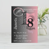 ピンクスタイリッシュと黒のグラデーションの幾何学的誕生日 招待状 (スタンド正面)