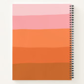 ピンクスタイリッシュのオレンジ色の抽象芸術ストライプスクリプト名 ノートブック (裏面)