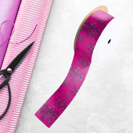 ピンクスタイリッシュのクリスマスと雪エレガント片 サテンリボン