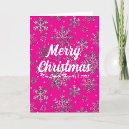 ピンクスタイリッシュのクリスマスカーエレガントド カード