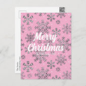 ピンクスタイリッシュのクリスマスカーエレガントド ポストカード (正面/裏面)