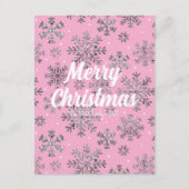 ピンクスタイリッシュのクリスマスカーエレガントド ポストカード (正面)