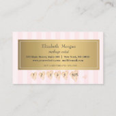 ピンクスタイリッシュのストライプハート、フレーム、金ゴールド ロイヤリティカード (裏面)