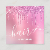 ピンクスタイリッシュのバラの金ゴールドグリッター スクエア名刺 (正面)