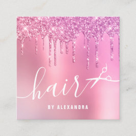 ピンクスタイリッシュのバラの金ゴールドグリッター スクエア名刺